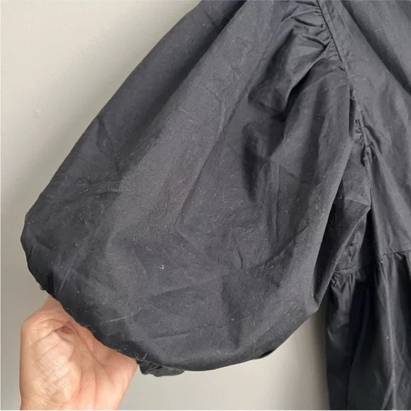 Karlie V Neck Black Maxi Dress Puff Sleeve Pockets Wedding LBD Tiered - Picture 4 of 5